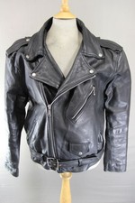 VINTAGE 1970's/1980's PUNK ROCK SKIN COWHIDE LEATHER BLACK BIKER JACKET 44-46 IN
