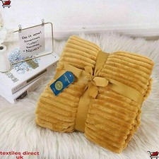 Mustard Luxury Sofa Bed Throw Chunky Rib Soft Warm Chic Blanket XMAS 2024 Gift