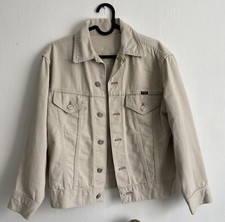  Vintage Wrangler Blue Bell White Denim Jacket Size 36 XS