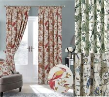KESH Bird / Floral Design Pencil Pleat Lined Curtains