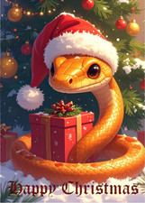 CUTE CORN SNAKE CHRISTMAS CARD