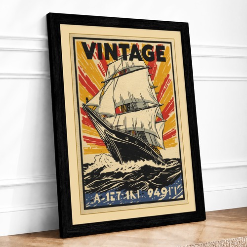 Vintage ship poster - poster,