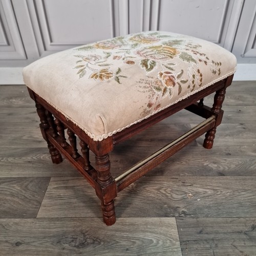 Antique upholstered footstool - antique,