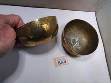 Pair Of Ornate Brass Bowls Bowl X 2
