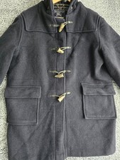 Vintage 90s Burberrys Duffle Coat Nova Check Hooded 100% Wool Navy Size XL