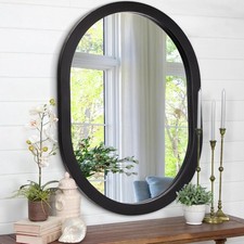 Oval Wall Mirror For Auction Decorative Wood Framed Black 50 x 40cm