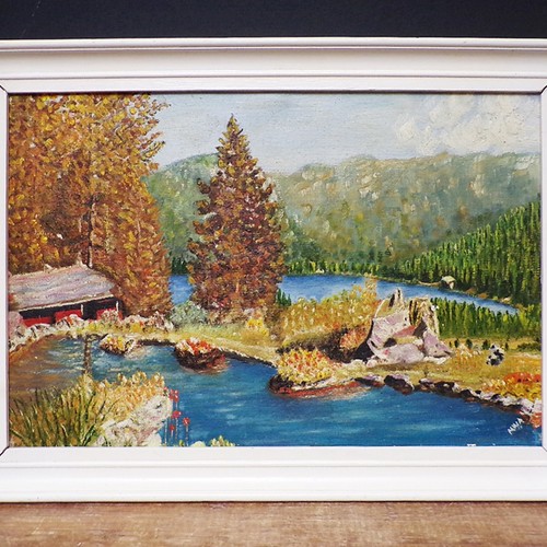 Framed oil painting - oil, trees