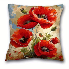 Poppy Flower Cushion Cover
