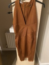 House Of CB Vivienne Toffee Bandage Wrap  Plunge Dress Size Large not Been Worn