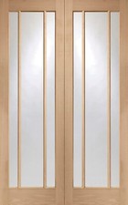 Internal Oak Worcester Rebated Pair with Clear Glass Doors