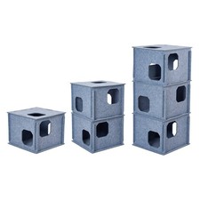 Stackable Felt Cat Tunnel Playhouse Hideaway Cave Cat Activity Center 1/2/3 Tier