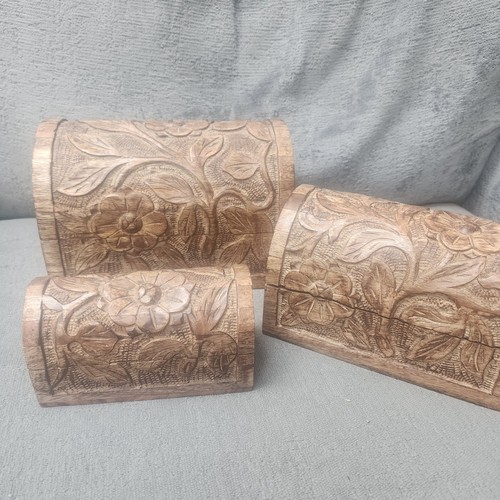 Set wooden carved boxes - set,