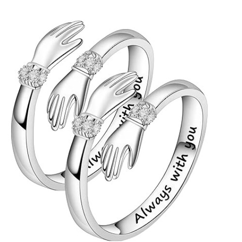 Sterling silver hug ring - hug,