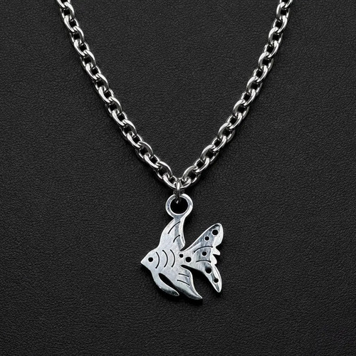 Silver angelfish necklace - silver,