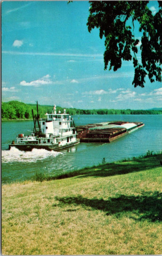 Barges passing through lock - barges,