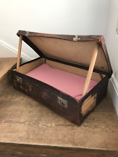 Dog or cat bed upcycled from a lovely solid leather suitcase comes with a memory