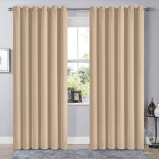 Blackout Curtains Pair Eyelet Ring Top Ready Made Panels with Free Tiebacks SET