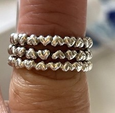 Authentic Pandora ?Forever Love Hearts Band Stackable Ring ? Size 60 ? 190837