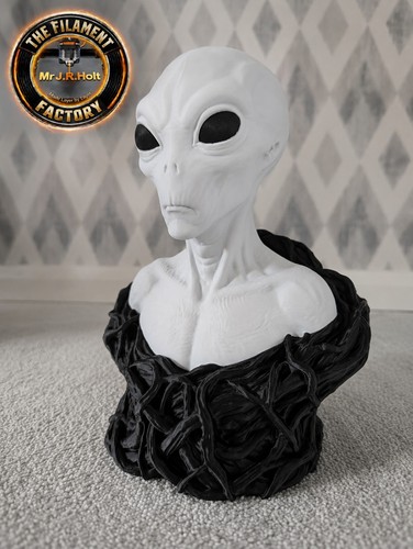 Grey alien bust sculpture - grey,