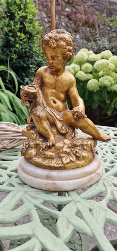 Antique gold cherub - cherub, table