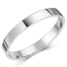 3mm Platinum Wedding Ring Medium Weight Flat Court Shape Sizes H-Z UK Hallmarked