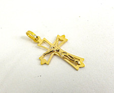 18ct Gold Crucifix Cross Pendant Religious  31mm with gift box