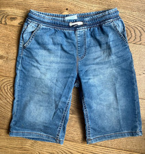 Primark Boys long blue Denim Shorts Age 12-13 Years Draw String Waist