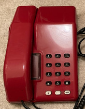 Vintage 1980s BT VISCOUNT red push button home telephone