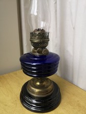 Antique Bristol Blue Oil Lamp