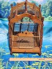 Vintage asian wooden bird cage - wooden,