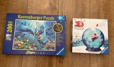 Kids Girls Ravensburger Jigsaws x 2 Mermaid- Glow In The Dark And 3D Puzzles