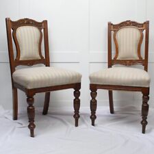 Victorian Oak Dining Chairs. Set of 2. Sturdy & Heavy with Sprung Seats. C1800's