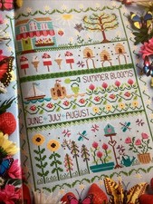 Summer Sampler Bee Hive Birdhouse Sunflower Cross Stitch Chart