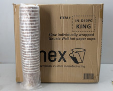 100pk Coffee Paper Cups Double Wall 10oz Individual Wrap Disposable Hot Drinks
