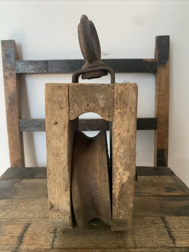 Antique wood block - antique, pulley