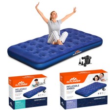 High Raise Flocked Air Bed Inflatable With AC Pump Camping Mattress Home Travel