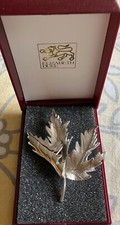 Elizabeth Duke Maple Leaf Brooch Folded Textured  Detailed new in original box