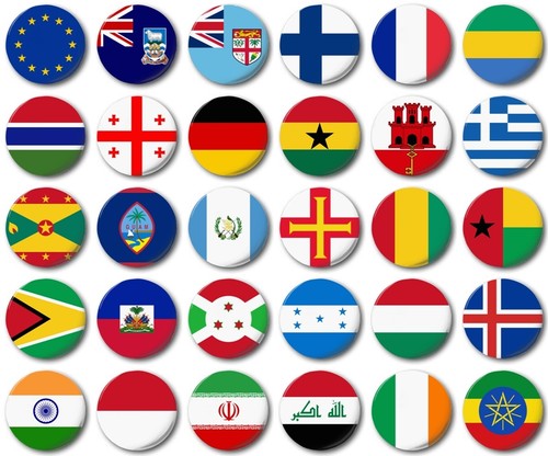 World flags various - world, 25mm,