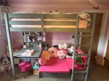 High Sleeper Bed With Pull-out Sofa Bed, Desk And Shelves