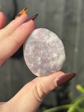 Pink Tourmaline In Quartz Flat Palmstone Crystal Polished Gemstone