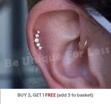 16g Flat Back Earrings Helix Tragus SCOLLOP Cartilage Screw 6mm 8mm Silver Gold