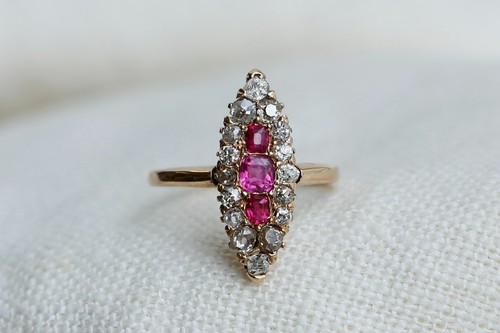 Victorian ruby diamond ring - victorian,
