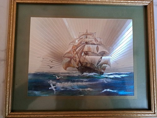 Framed metallic foil art - metallic,