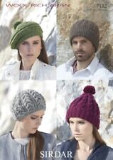 Sirdar Aran Knitting Pattern - 7182 Adult/Ladies Various Hats (4 Designs)
