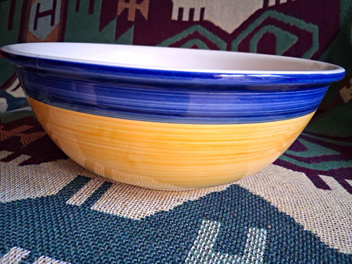 Large striped ceramic serving - large,