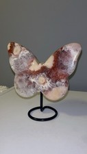 Crystal Pink Amethyst Red Flower Agate Butterfly Stand High Quality FREE POSTAGE