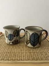 2 x Vintage MCM Mid Century Otagiri? Japanese Stoneware Speckled Mugs