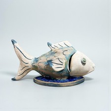 Studio Pottery Handmade Fish Ornament - Figurine -Home Decor 12cm Height