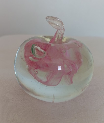 Art glass apple paperweight - art,