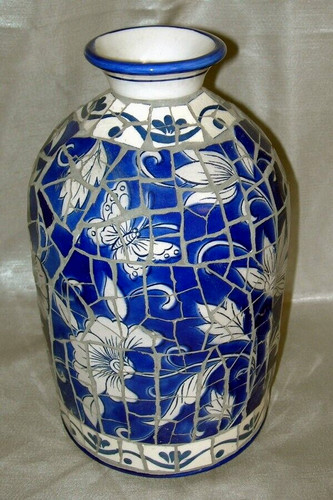 Mosaic vase cobalt blue - vase,